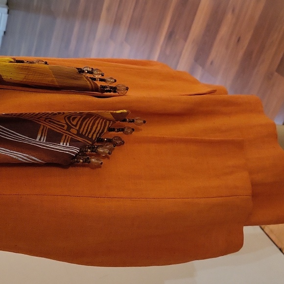 Vintage Linen-blend Farouche Lori Weidner Dress-Suit / Sz 8 / Orange, Rust-Brown - Picture 5 of 16